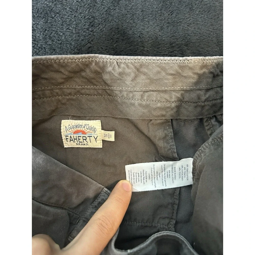 Faherty Movement Chino Shorts Size 31 Fossil Gray Pima Cotton Blend 7 Inseam